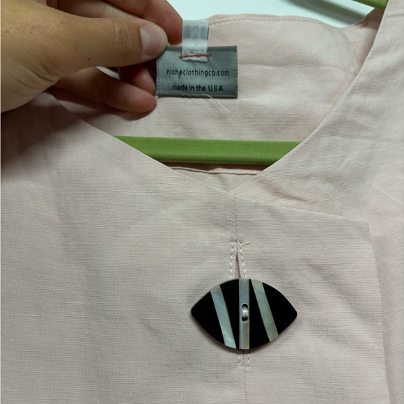 Niche Nilgun Derman Pink Linen Blend Lagenlook Tunic Top Size Medium - Picture 5 of 6